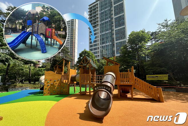 서울 구로구의 미래사랑어린이공원 정비 전후 모습. (구로구 제공)
