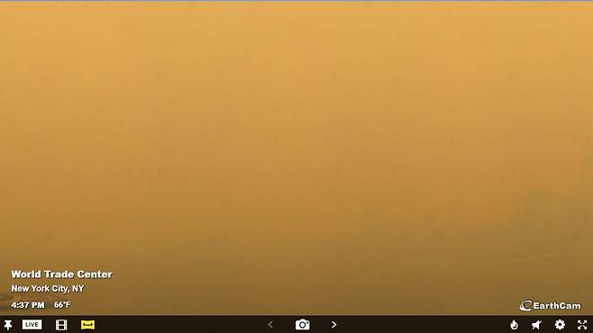 현지시각 7일 오후 4시 37분 미국 뉴욕 월드 트레이드 센터 출처:earthcam