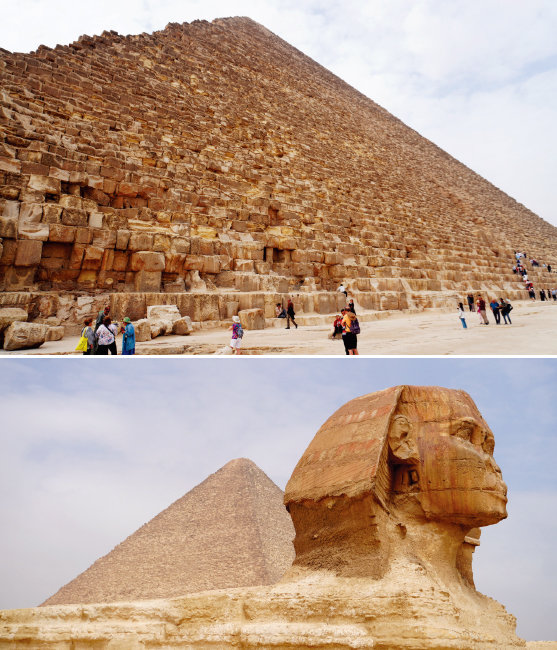 이집트에는 세계 7대 불가사의 중 유일하게 현존하는 건축물인 피라미드(위)와 스핑크스가 있다. [박진희 제공]