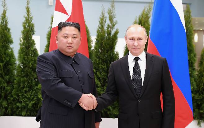 2019년 푸틴 러시아 대통령 만난 김정은 위원장. 연합뉴스