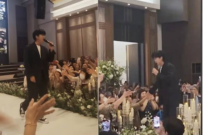 When the singer Lim Young-woong appeared as a celebrity at the wedding ceremony, the wedding hall turned into a concert hall at a moment.Lim Young-woong recently visited Busan to celebrate his best friends wedding ceremony.When Lim Young-woong appeared, all the guests who attended the wedding were standing up and enthusiastic, reminiscent of the Lim Young-woong fan club Hero era.Lim Young-woong, who opened his hit song I Believe Only Now for the bride and groom, said, I call my friends celebration, but when I see the guests in front of the stage, I sing while watching Friend. I apologize to those who had to see my back. I almost cried when I saw my friends face while celebrating, he said, expressing his emotion at the start of the second act of Jinchins life. He added, You should have cried a little, causing laughter at the scene.Lim Young-woong came out to Virgin Road, saying, I only have one song and I have one more exciting song.Middle-aged guests who came as guests quickly turned to concert mode, and when Lim Young-woong sang and went around the ceremony, everyone stood up and cheered to shake hands with Lim Young-woong with a cell phone camera.Lim Young-woongs singing voice is a rumor that it was enough to make a wedding hall where the sound facilities were not fully equipped as a music broadcasting stage.Lim Young-woong gave a Friend, a groom, an exciting dance, and a fan service to the guests on the spot.Meanwhile, Lim Young-woongs new single Sand Grain, which was released on various online music sites at 6 pm on May 5, was ranked # 1 on Melon TOP 100 at 8 am on the following day.At the same time, it took first place in another major music platform, Genie TOP 200.The YouTube short channel Lim Young-woong Shorts exceeded 300,000 subscribers as of June 12, and wrote a new record about two months after reaching 290,000 subscribers on April 8.