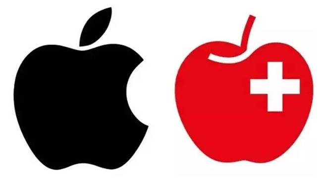 사진=애플 로고(좌)/스위스 과일 연합 로고(우)
