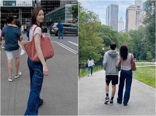Actor Son Tae-young reveals his American routine with sonCentral Park, Son Tae-young wrote on Wednesday.In the photo released together, Son Tae-young is walking along Central Park in New York with his son, Lukhee. Son Tae-young smiles with a friendly look walking along the road with his son Lukhee.Especially, he looks at the model and the back view, and catches the eye with the Pacific shoulder and the warm physical which reminds him of his father Kwon Sang-woo.