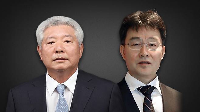 김홍일 신임 국민권익위원장(왼쪽)과 김만배 전 기자 