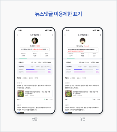 네이버 뉴스댓글 이용제한 표시안내<사진출처:네이버>