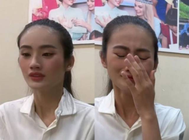 이니가 자신의 발언을 사과하다가 눈물을 흘리고 있다. 베트남 매체 라오둥