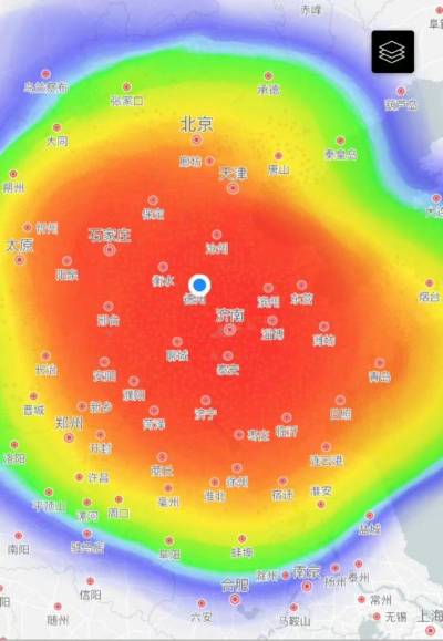 지진 영향 지역. 중국 지진대 제공