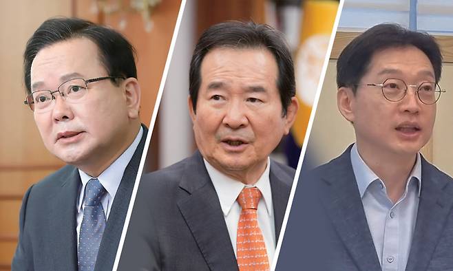 김부겸 전 국무총리, 정세균 전 국무총리, 김경수 전 경남지사 ⓒ시사저널 임준선·박은숙·연합뉴스