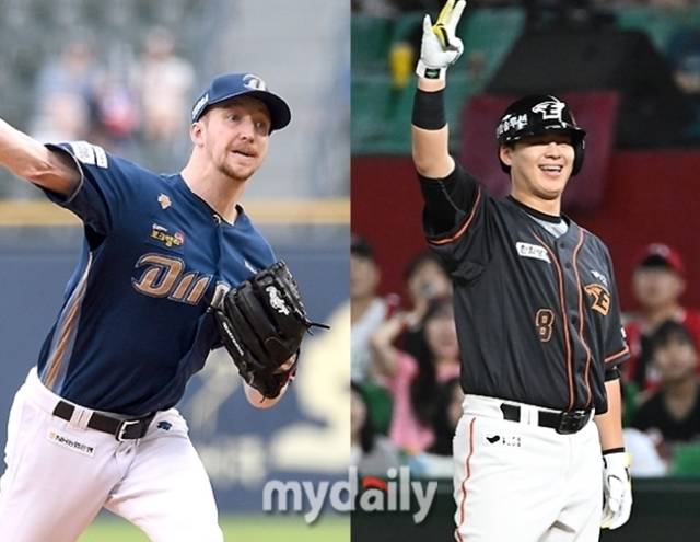 NC 에릭 페디(왼쪽), 한화 노시환./마이데일리