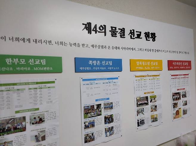 하늘가족교회는 지난해 1월부터 한부모 선교팀, 쪽방촌 선교팀, 탈북청소년 선교팀, 이주 외국인 선교팀 등 4개 팀으로 나눠 '제4의 물결'선교 활동을 벌이고 있다.