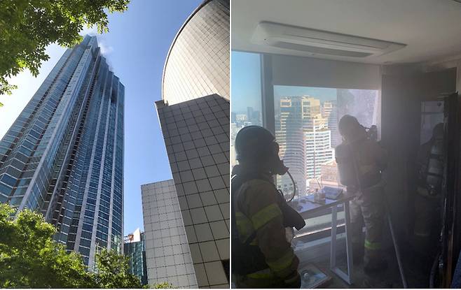 5일 오전 10시57분쯤 서울 강남구 도곡동 타워팰리스 G동 53층에서 불이 나 40여분만에 꺼졌다. 강남소방서 제공