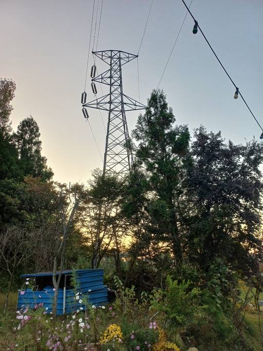 금호타이어 전남 곡성 공장이 곡성군 입면 제월리 일원 개인 사유지를 무단 점유해 온 것을 두고 시설물 철거 소송에 휘말린 고압 송전탑. 독자 제공