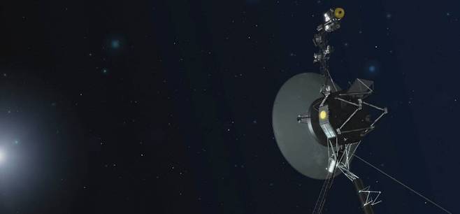 최근 미국 항공우주국(NASA)이 동체 내부에 실린 컴퓨터 소프트웨어를 업데이트한 ‘보이저 2호’의 비행 상상도. NASA 제공