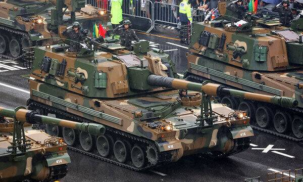 지난 9월 26일 K9 자주포 등 포병 장비들이 서울 중구 세종대로에서 시가 행진을 하고 있다. 연합뉴스