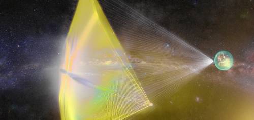 지구의 레이저빔으로 나노 우주선을 밀어 보내는 ‘스타샷 프로젝트’의 개념도. 출처=스타샷 프로젝트