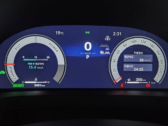 토요타 알파드로 밀리는 서울 도심을 주행한 뒤 확인한 연비. (사진=이데일리 이다원 기자)