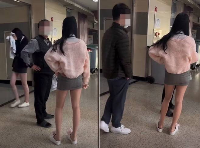 한 학생이 중년의 교사에게 “왜 머리채를 잡느냐”며 따지는 영상이 급속도로 확산됐다. (사진=사회관계망서비스 SNS)