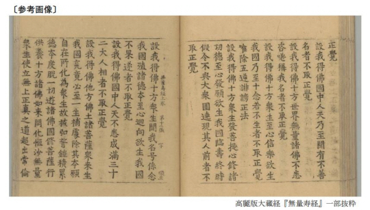도쿄 조조지가 소장한 불교 성전 총서 3종에 포함된 무령수전의 일부. 일본 문부과학성 홈페이지 캡처