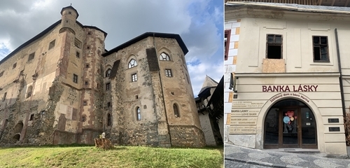 도시의 문으로 통했던 옛 성벽(좌), 세계 유일의 사랑은행(우). 슬로바키아 버전 ‘로미오와 줄리엣’의 실제 사연을 담고 있다.