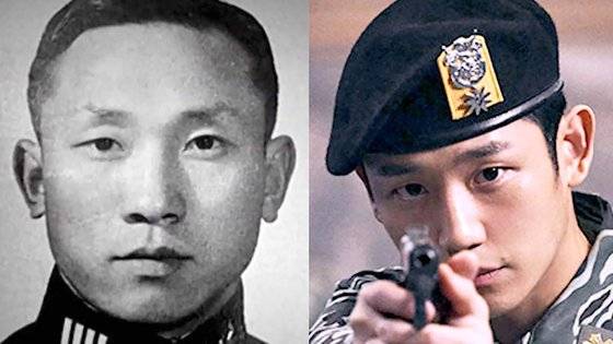 왼쪽부터 고 김오랑 육군 중령과 영화 '서울의 봄'에서 오진호 소령을 연기한 배우 정해인. 사진 JTBC 캡처, 플러스엠 엔터테인먼트