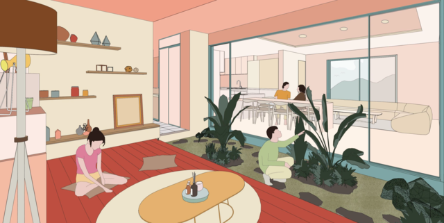 롯데건설이 최근 공개한 신개념 주거평면 '이고 스페이스' 예시. 롯데건설 제공