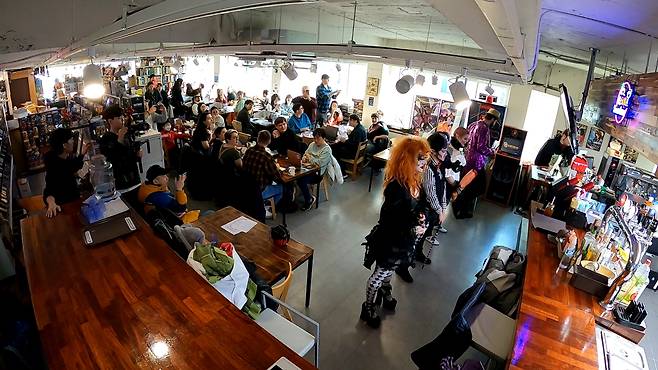 Drag artists perform at the "Dungeons & Drag-ons" event at Dice and Comics cafe. (The Korea Herald)