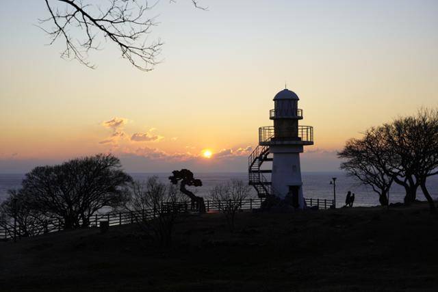 후포리 유적지에서 바라본 일출 광경.