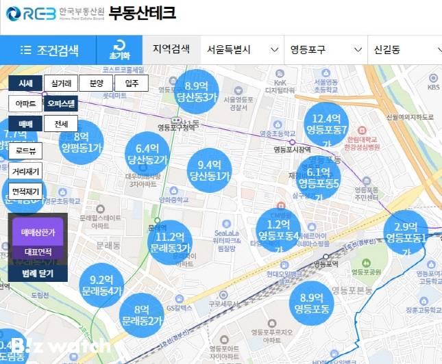 한국부동산원 부동산테크 시세 지도 화면/자료=부동산테크 화면 캡처