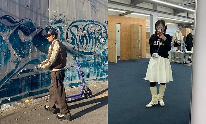 유행을 좇지만 동시에 자신만의 감성을 우선시 하는 성수 패션. @alldinal__look, @redbrickcottages 제공