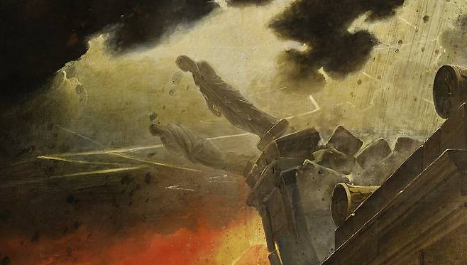 카를 브률로프, '폼페이 최후의 날'(일부 확대), 1833, 캔버스에 유채, 456.5x651cm, 러시아 미술관