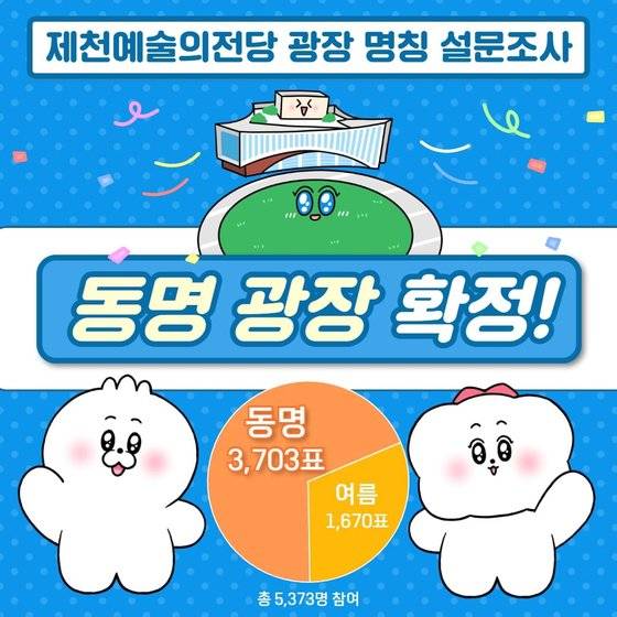 동명초등학교는 부지를 이전하며 구 부지가 동명광장으로 변모했다. 동명광장의 이름은 지역 주민 설문으로 결정됐다. 제천시청 제공