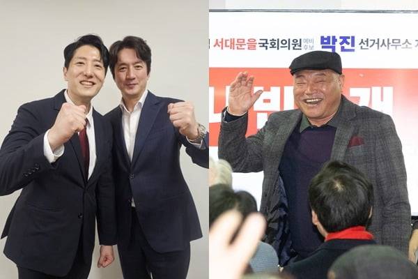 한정민 국민의힘 화성을 예비후보와 배우 정준호(왼쪽), 가수 김흥국. / 사진=뉴스1