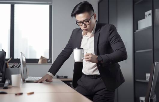 직장인들은 대부분의 시간을 앉아서 보내기 때문에 지방 축적이 쉽게 일어난다ㅣ출처: 미드저니