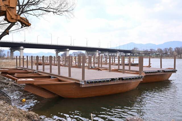 세미원 배다리 공사현장 모습. 양평군 제공