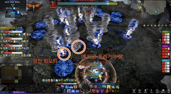 - 화면에 빨간 장판이 가득 차면 회오리에 올라타자