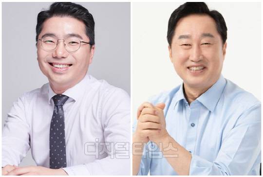 조상호(왼쪽) 더불어민주당 법률위원회 부위원장과 김준혁 민주당 경기 수원정 후보. <디지털타임스 DB>
