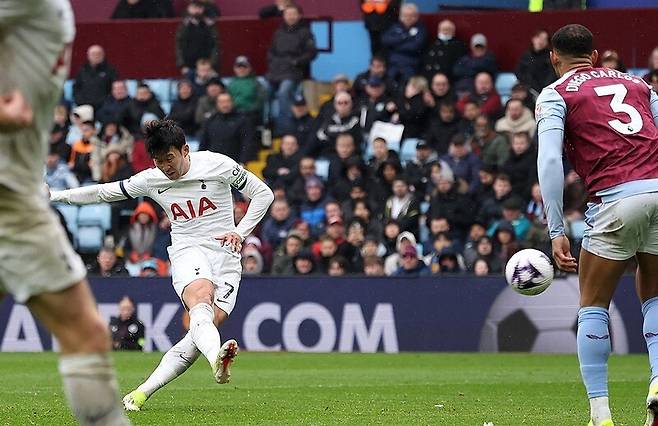 지난 3월 10일 애스턴 빌라와의 경기 당시 손흥민의 득점 장면 / 사진=연합뉴스