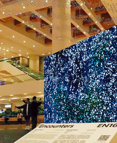홍콩 대형 쇼핑몰인 퍼시픽플레이스 로비에 전시된 대형 설치작.