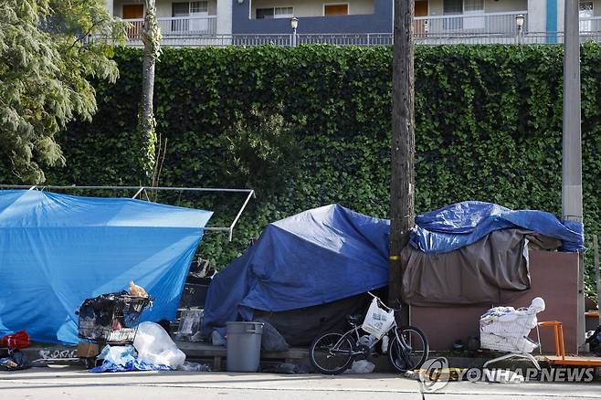 미국 LA 시내의 노숙자 텐트촌 [EPA 연합뉴스 자료사진. 재판매 및 DB 금지]