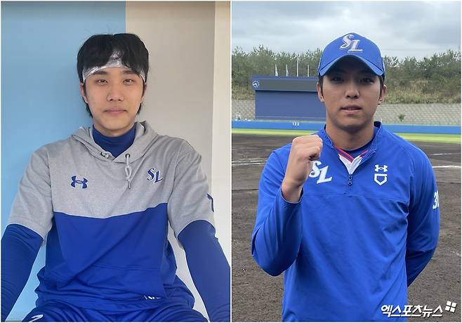 왼쪽부터 삼성 라이온즈 이재현과 김영웅. 삼성 내야의 미래로 꼽히는 둘은 원정 숙소에서 룸메이트로 생활 중이다. 엑스포츠뉴스 DB