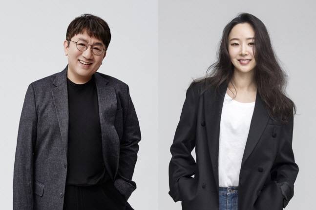 하이브 방시혁 의장(왼쪽), 어도어 민희진 대표. 사진=하이브, 어도어