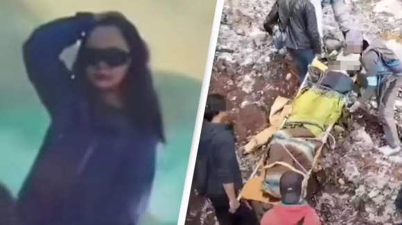 중국인 여성 관광객 황 씨가 인도네시아 화산에서 기념 촬영 중 아래로 떨어져 숨졌다.
