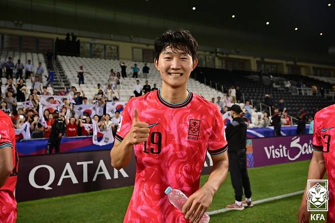 일본전에서 결승골을 넣었던 한국의 유럽파 김민우(대한축구협회 제공) 2024.4.22/뉴스1 ⓒ News1 유승관 기자