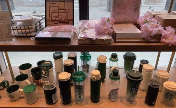 서울 종로구 한 스타벅스. 새로운 시즌을 맞아 여러 종류의 텀블러를 판매하고 있다. 최근 스타벅스는 그린 워싱 논란으로 곤욕을 치렀다. / 사진:김도원 기자