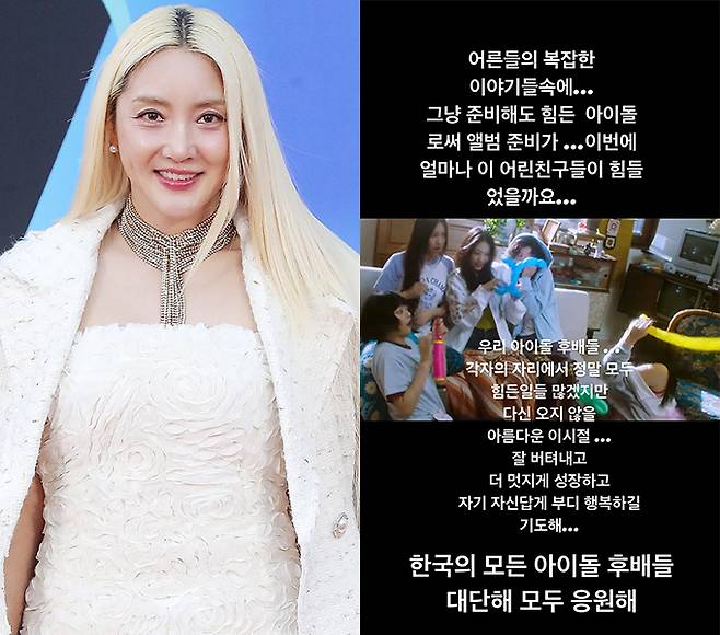 그룹 S.E.S. 출신 가수 바다(왼쪽)가 30일 자신의 인스타그램 스토리에 그룹 뉴진스 등 아이돌 후배를 응원하는 글을 올렸다. /사진=머니투데이 DB, 바다 인스타그램