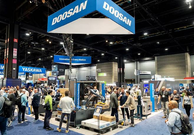 6~9일(현지시간), 미국 시카고에서 열리는 ‘오토메이트 2024’ 두산로보틱스 부스 전경.(사진=두산로보틱스)