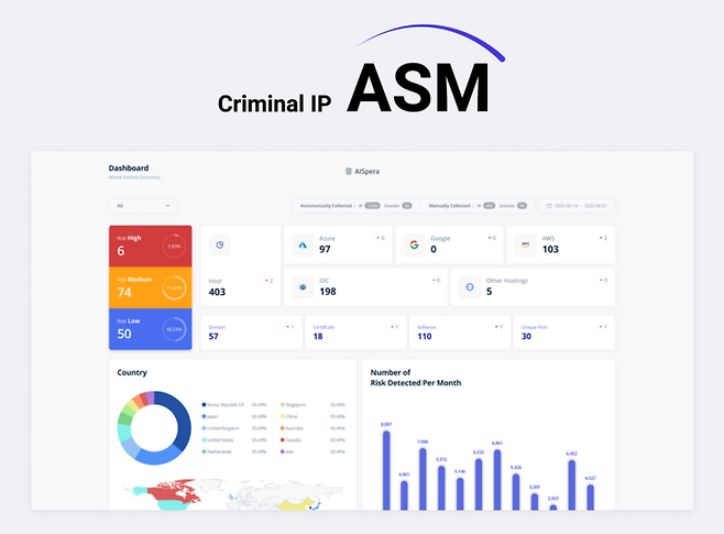 에이아이스페라 공격 표면 관리 솔루션 Criminal IP ASM. (에이아이스페라 제공)