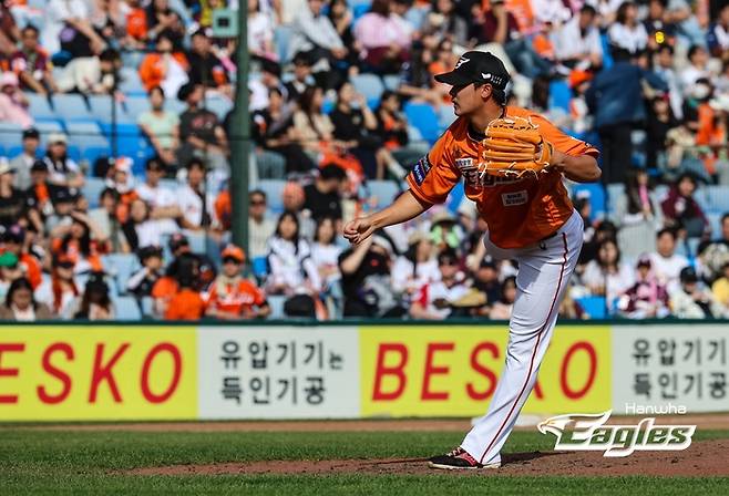 김규연이 지난 12일 대전 키움전에서 힘껏 공을 던지고 있다. 한화 제공