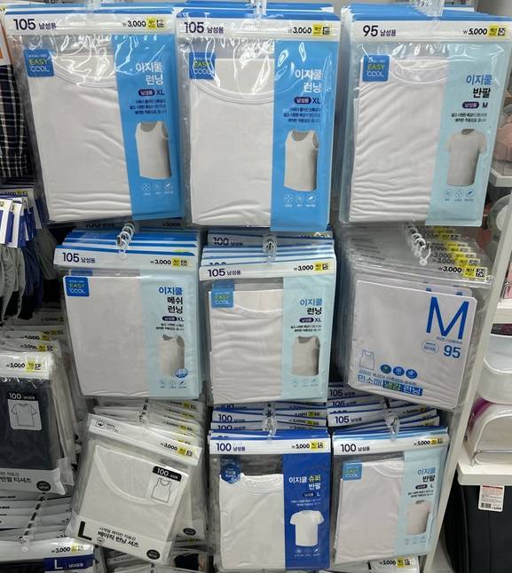 한 다이소 매장의 이지쿨 제품 매대/사진=김아름 기자 armijjang@