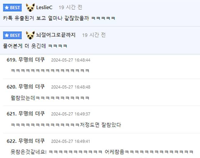 에스파 관련 게시물 댓글들 /사진=온라인 커뮤니티 에펨코리아, 더쿠 댓글 갈무리